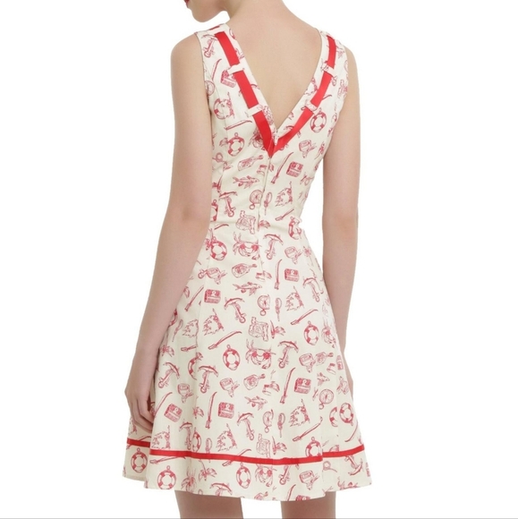 Hell Bunny Alizea Mini Dress Nautical Size Large NWT - Picture 2 of 11